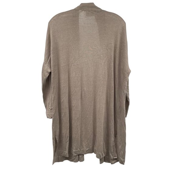 UNIQLO Womens Open Front Duster Cardigan Long Sleeve Tan Size Medium - Picture 7 of 9